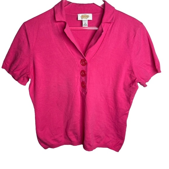 Talbots Pink Button Short Sleeve Top - Picture 1 of 7